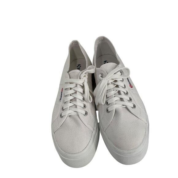 Superga White Linea Up And Down Platform Sneakers US W 10.5 M 9 canvas Classic - Picture 3 of 16